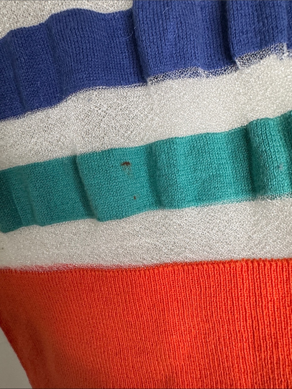 Moth Colorful Striped Short Sleeve Knit Top - S Multicolor - Picture 3 of 5